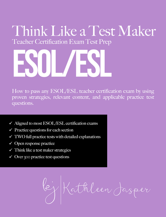 Think like a test maker Teacher Certification exam test prep ESOL/ESL